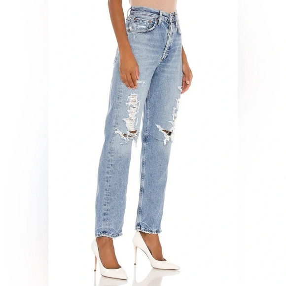 Agolde 90'S Mid Rise Distressed Loose Fit CROPPED in Major - Picture 2 of 12